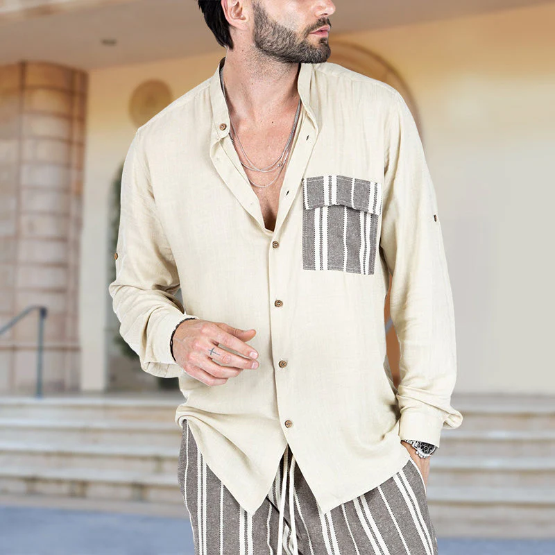 Jordan® | Men'S Summer Casual Shirt With Contrasting Color And Lapels - Image 9