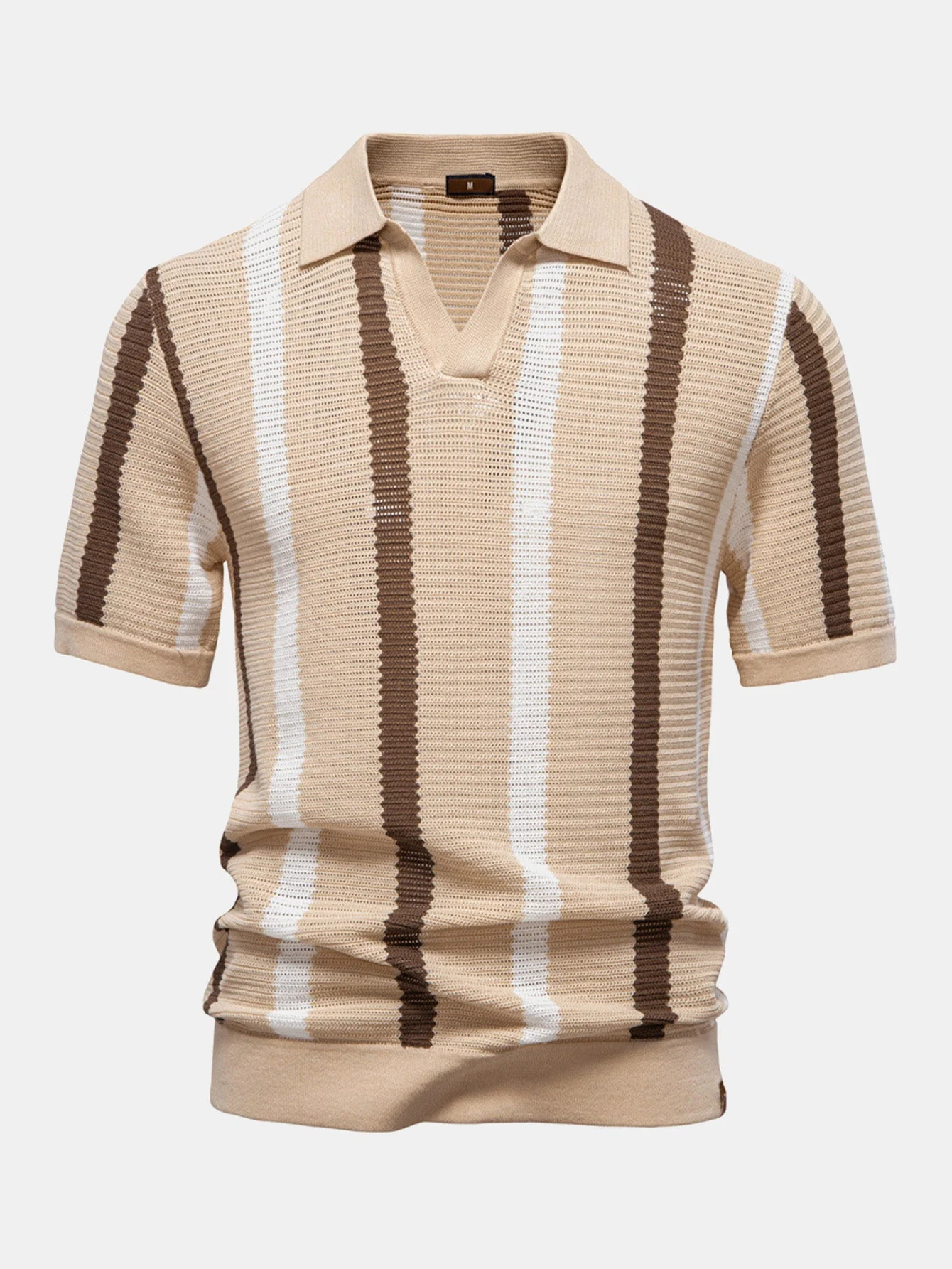 Jordan | Stripe Knit V Neck Polo Shirt - Image 6