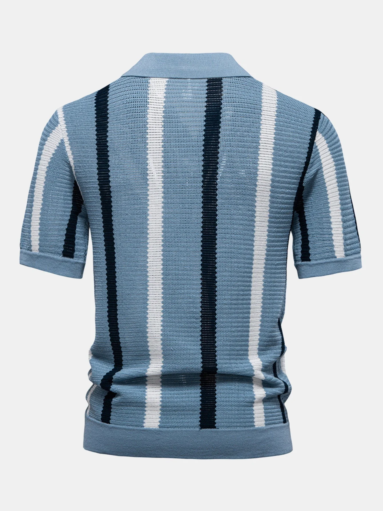 Jordan | Stripe Knit V Neck Polo Shirt - Image 9