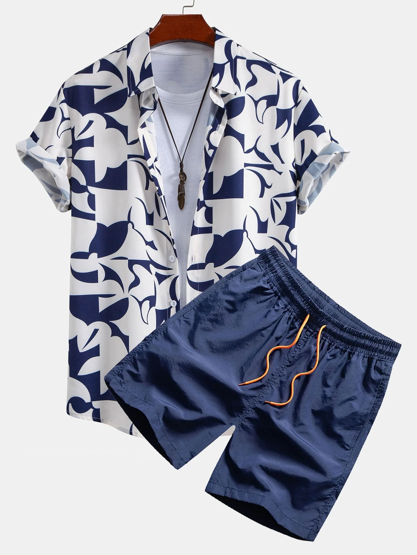 Jorge® | Color Block Print Button Up Shirt & Swim Shorts