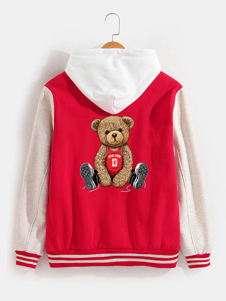 Jorge | New York Bear Print Baseball Jacket
