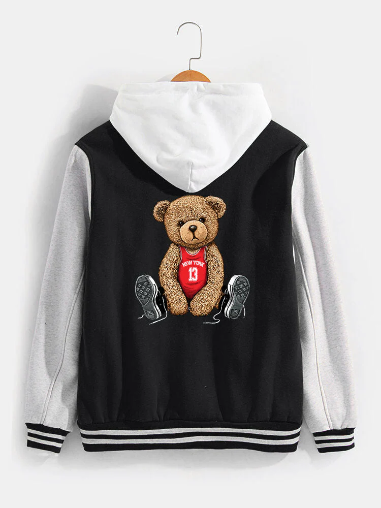 Jorge | New York Bear Print Baseball Jacket - Image 3