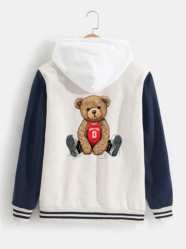 Jorge | New York Bear Print Baseball Jacket - Image 5