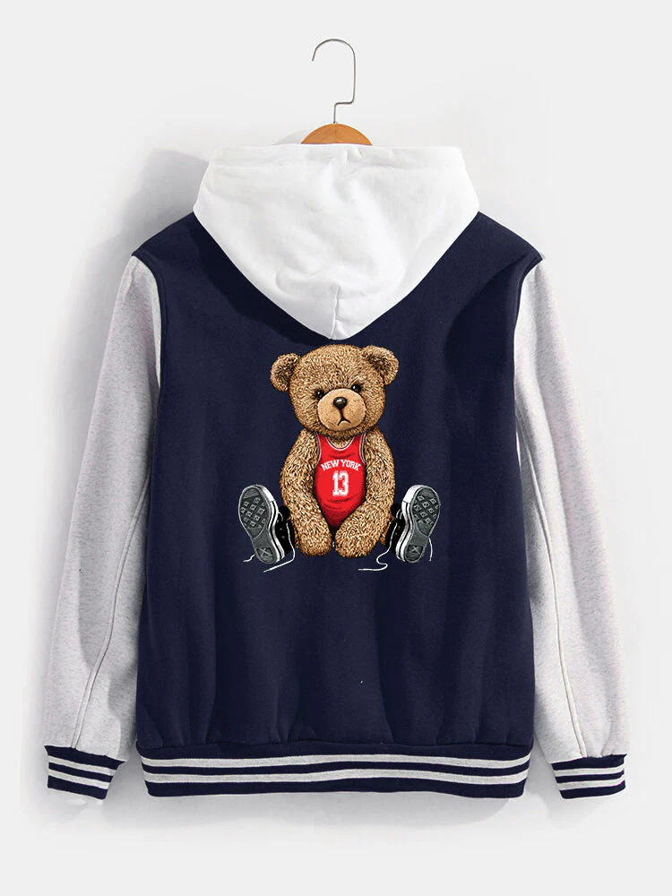 Jorge | New York Bear Print Baseball Jacket - Image 7