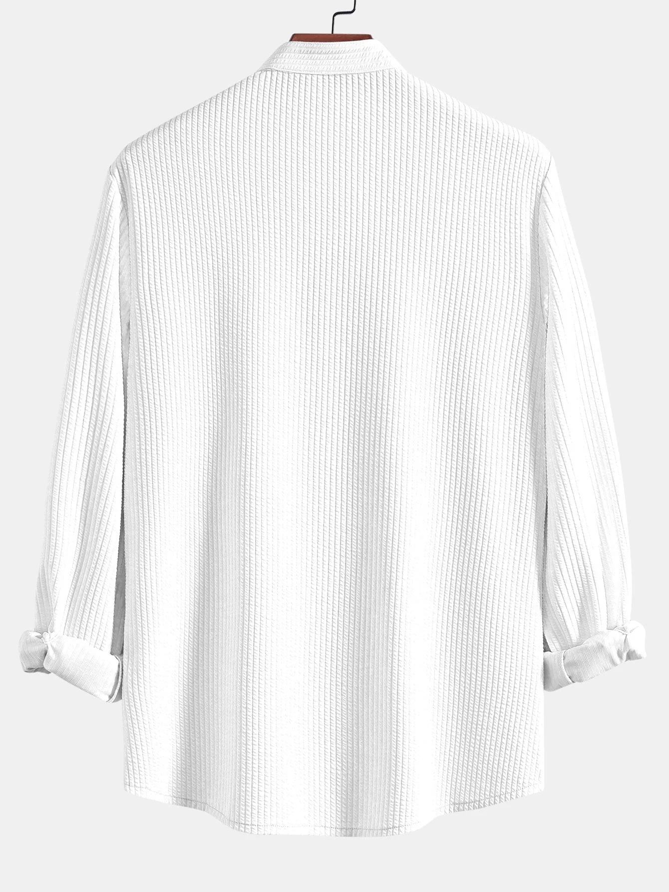Jorgensen® | Ribbed Muscle Fit Long Sleeve Shirt With Mandar Collar - Image 8