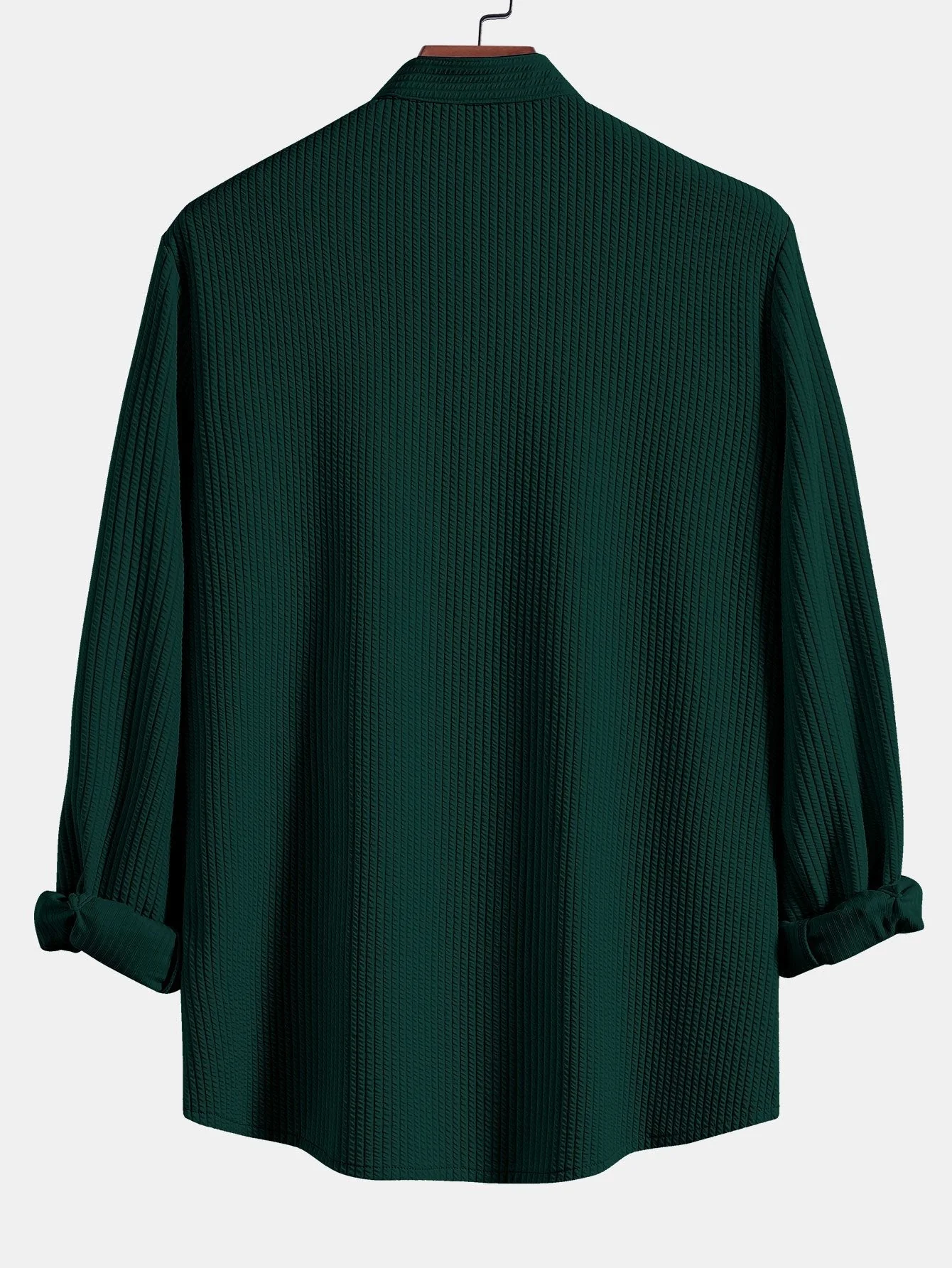 Joris® | Ribbed Muscle Fit Long Sleeve Shirt With Mandar Collar & Straight Leg Linen Trousers - Image 11