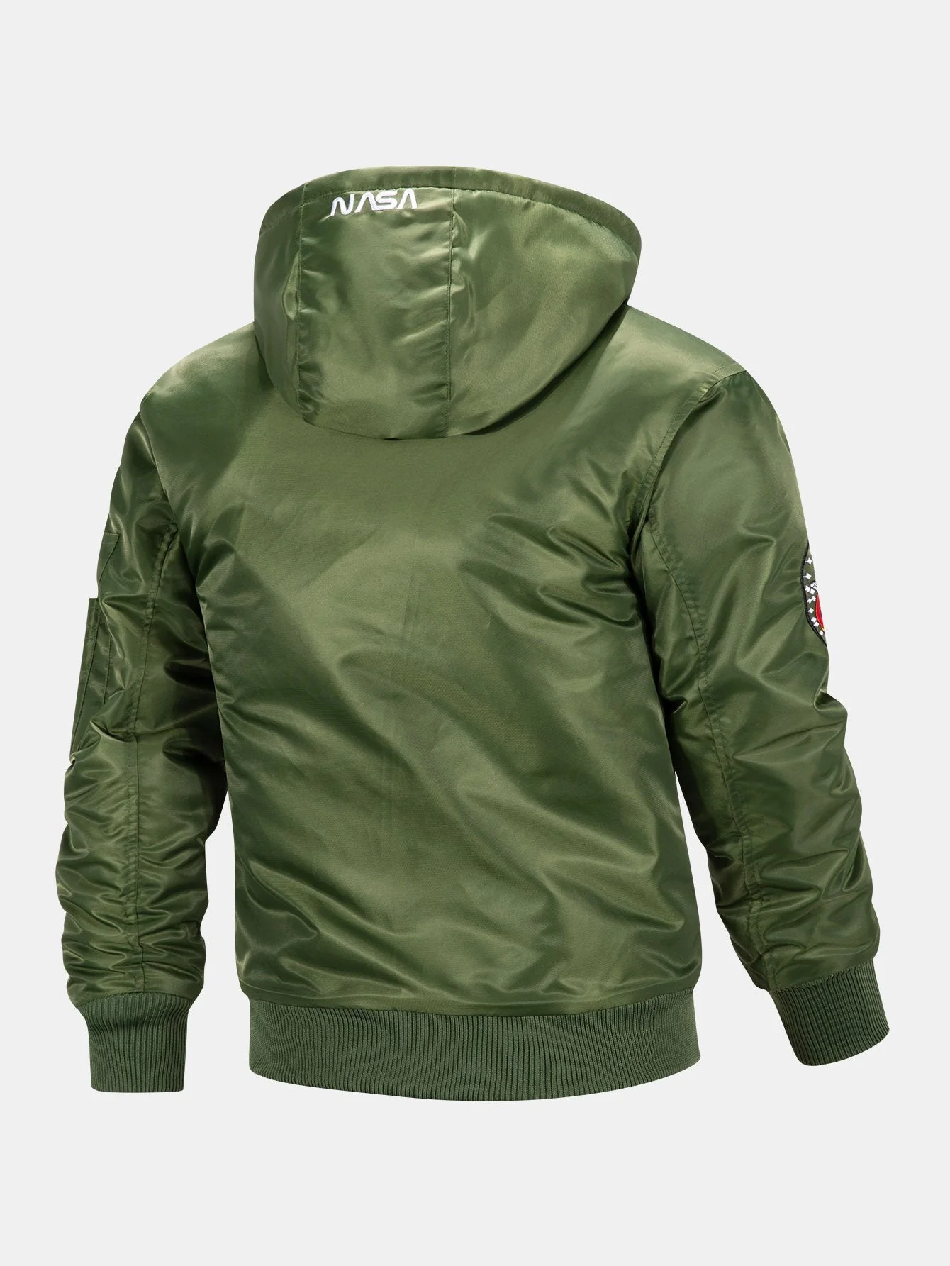 Jos�� | NASA Embroidery Quilted Lined Detachable Hooded Bomber Jacket - Image 10