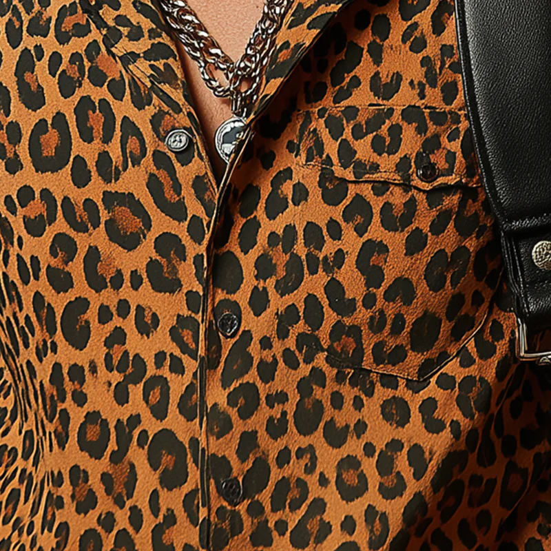 Jose | Men'S Vintage Leopard Print Cotton Blend Short Sleeve Shirt - Image 3