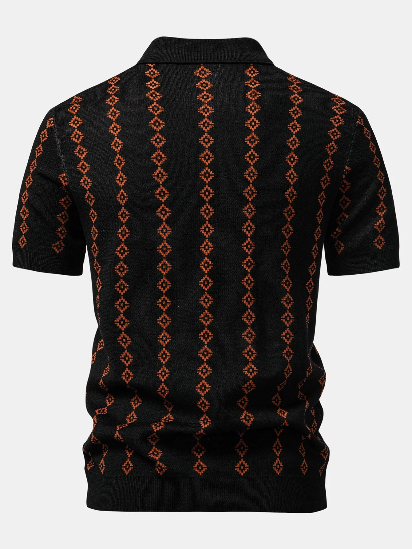 Joseph | Geometric Knit V Neck Polo Shirt - Image 5