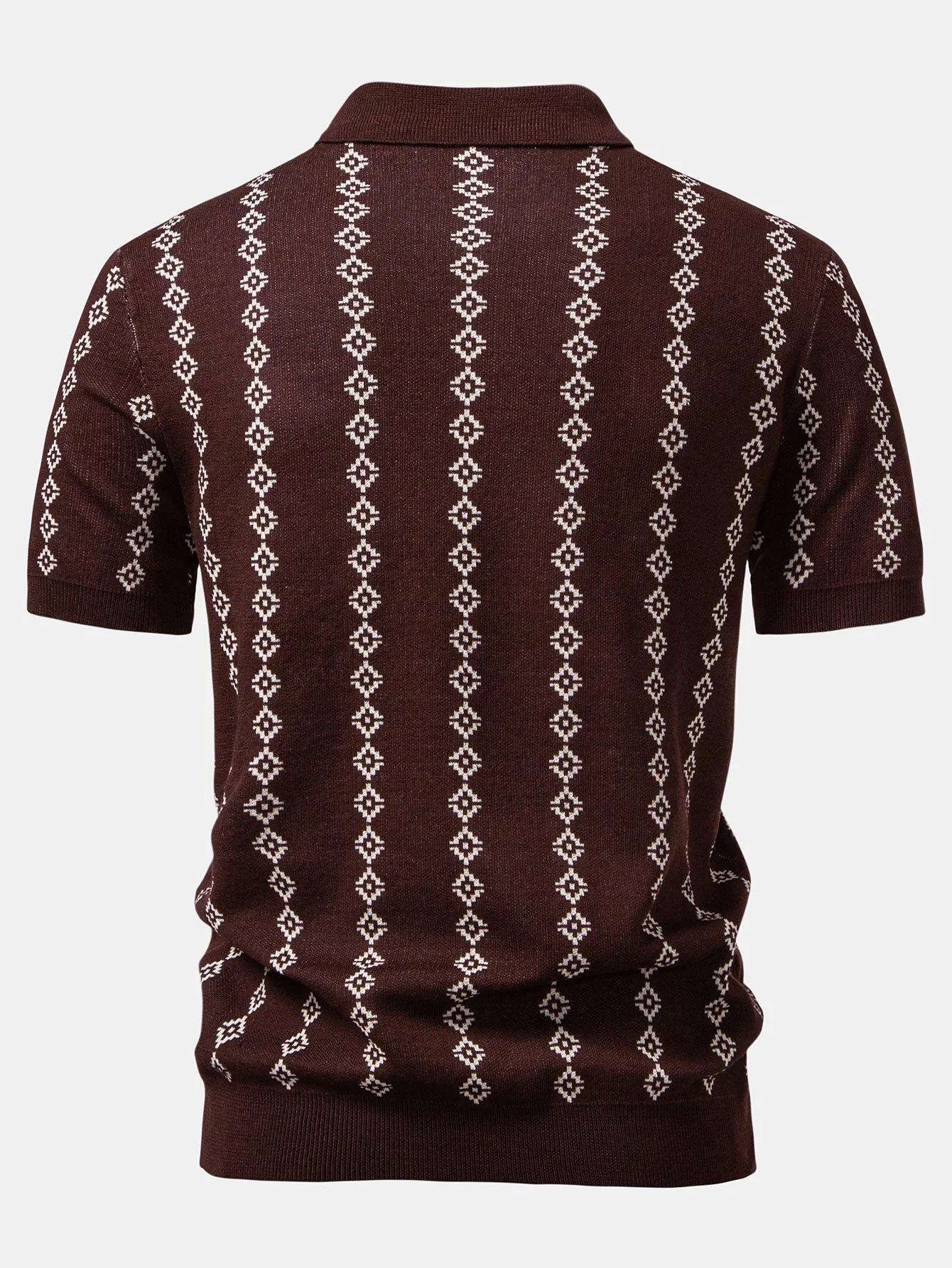 Joseph | Geometric Knit V Neck Polo Shirt - Image 7