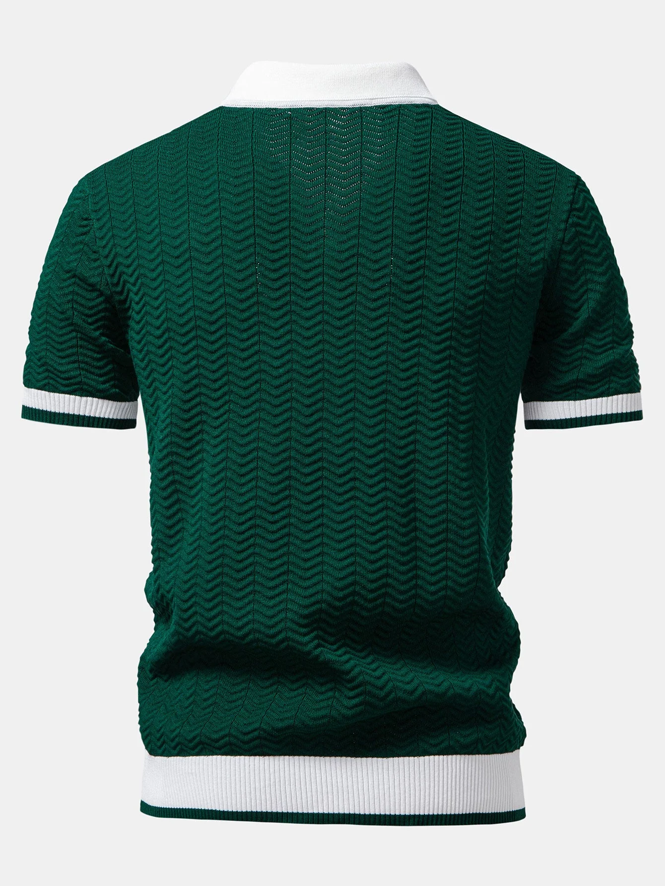 Josh® | Texture Contrast Knitted V Neck Polo Shirt - Image 4