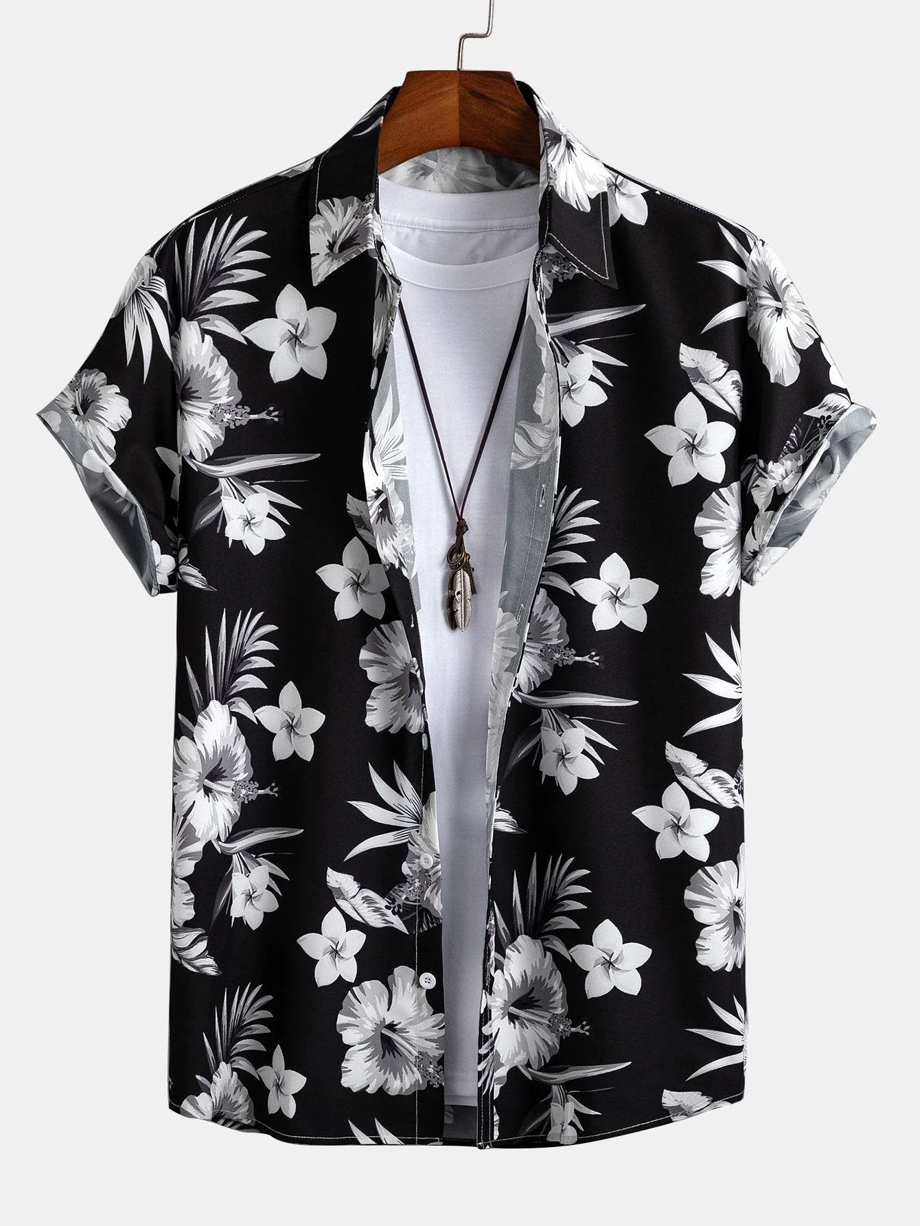 Joshua® | Tropical Floral Print Button Up Shirt & Swim Shorts - Image 5