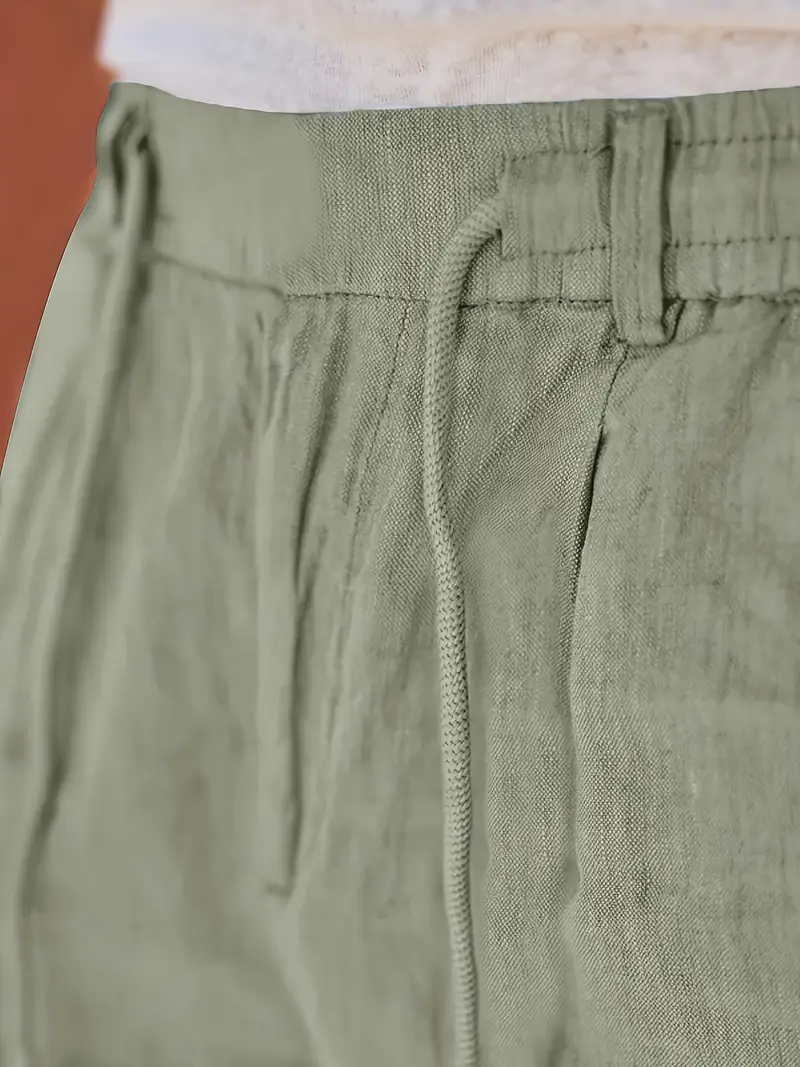 Joshua | Wide-leg linen pants with drawstring - Image 11