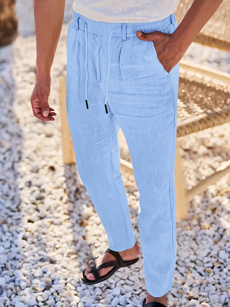 Joshua | Wide-leg linen pants with drawstring - Image 13