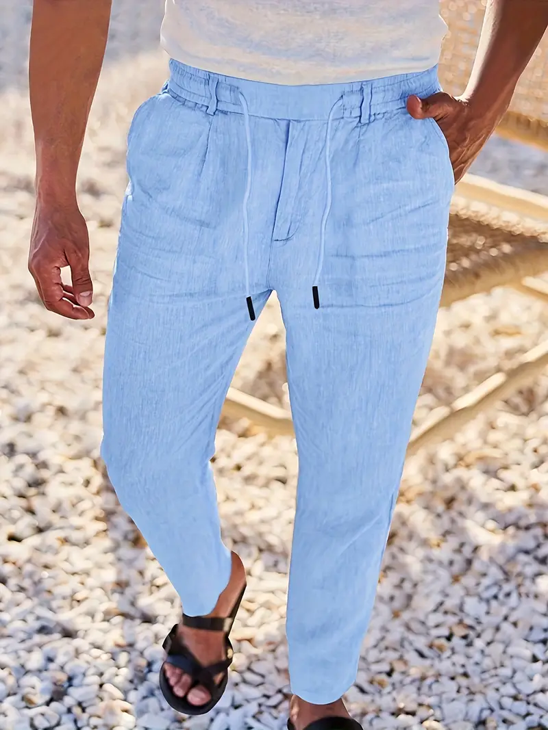 Joshua | Wide-leg linen pants with drawstring - Image 14