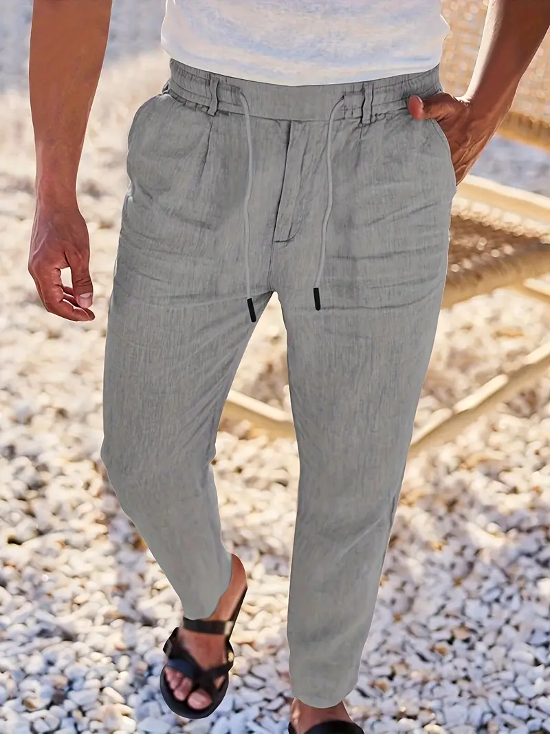 Joshua | Wide-leg linen pants with drawstring - Image 24