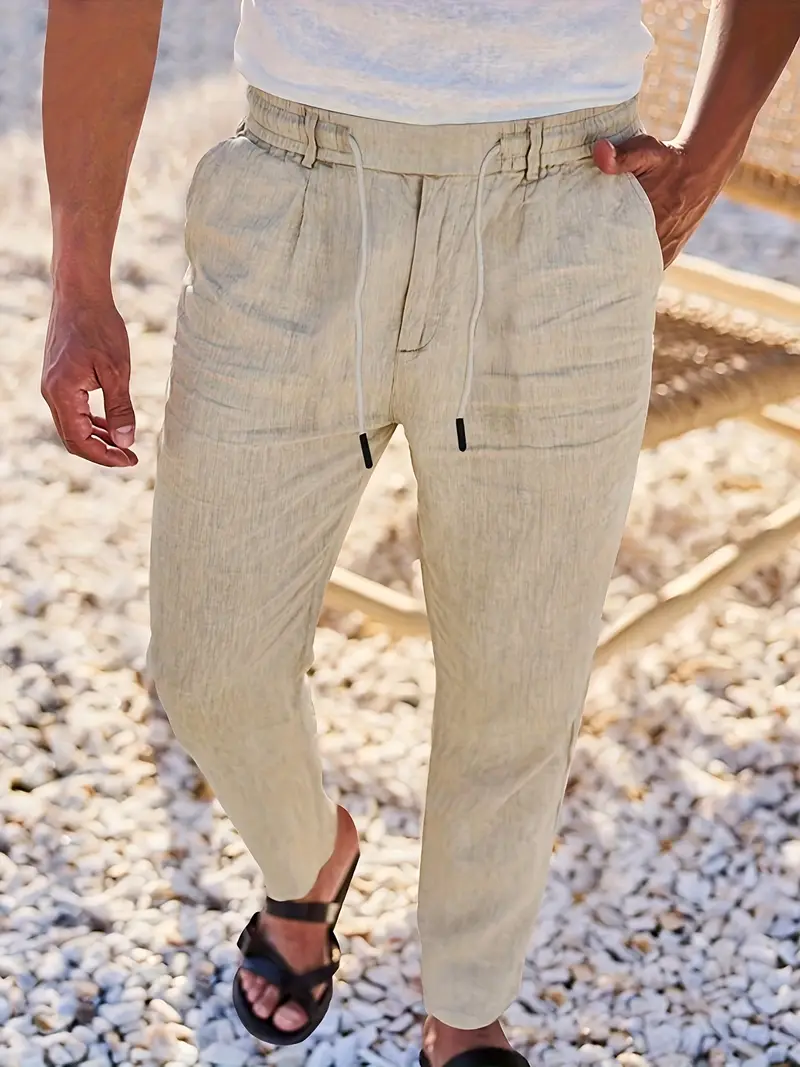Joshua | Wide-leg linen pants with drawstring - Image 5