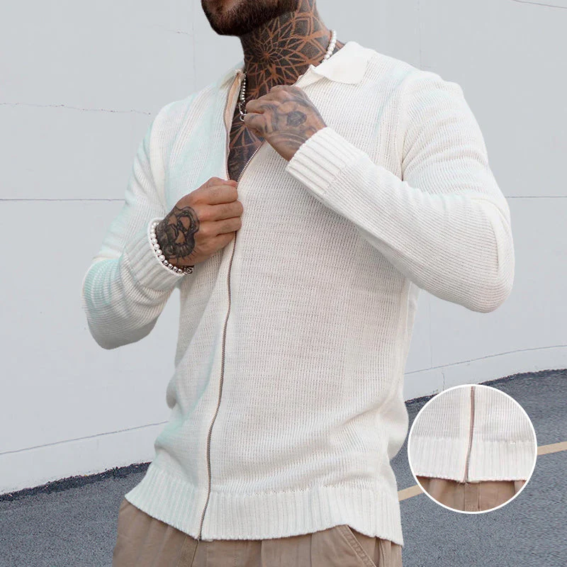 Josiah® | Casual Long-Sleeved Zip-Up Knitted Sweater For Men - Image 3