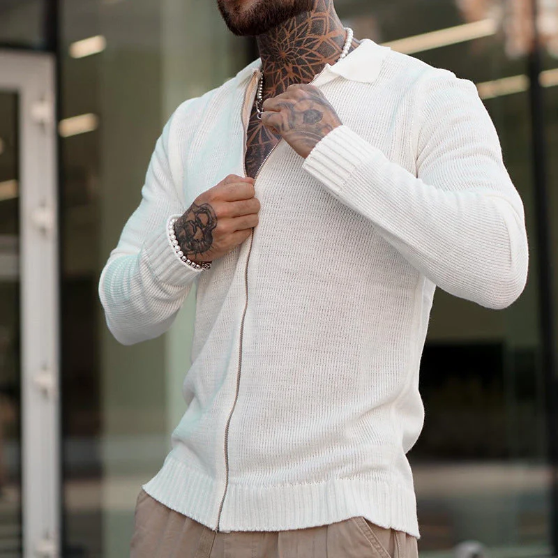 Josiah® | Casual Long-Sleeved Zip-Up Knitted Sweater For Men - Image 5