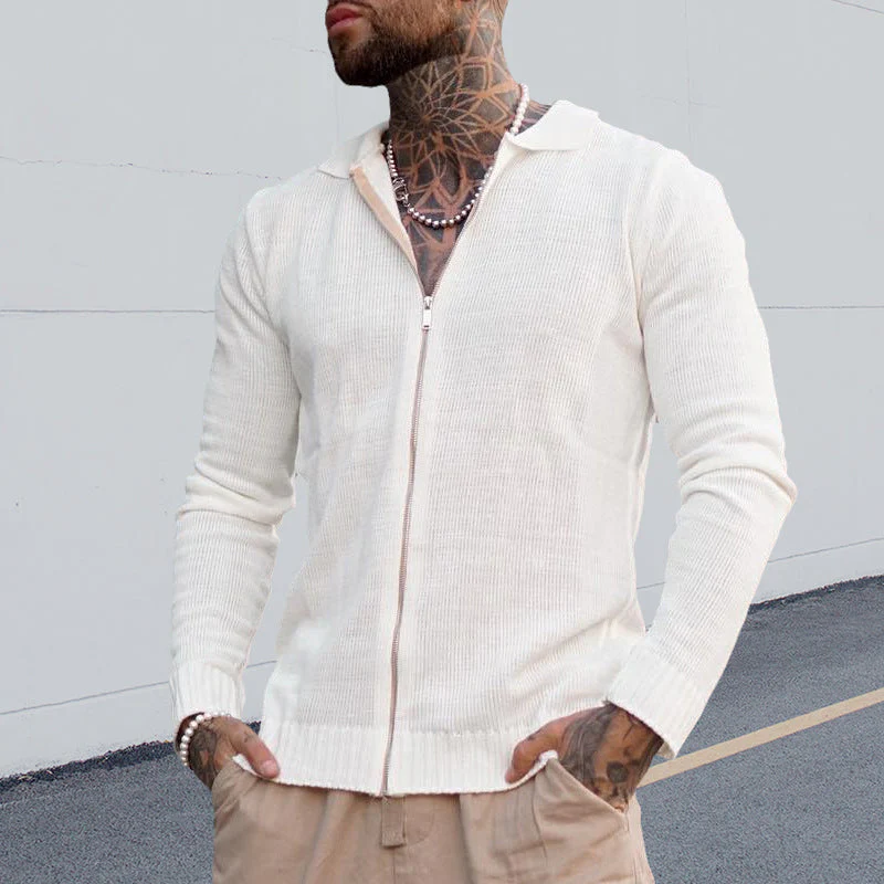 Josiah® | Casual Long-Sleeved Zip-Up Knitted Sweater For Men - Image 7