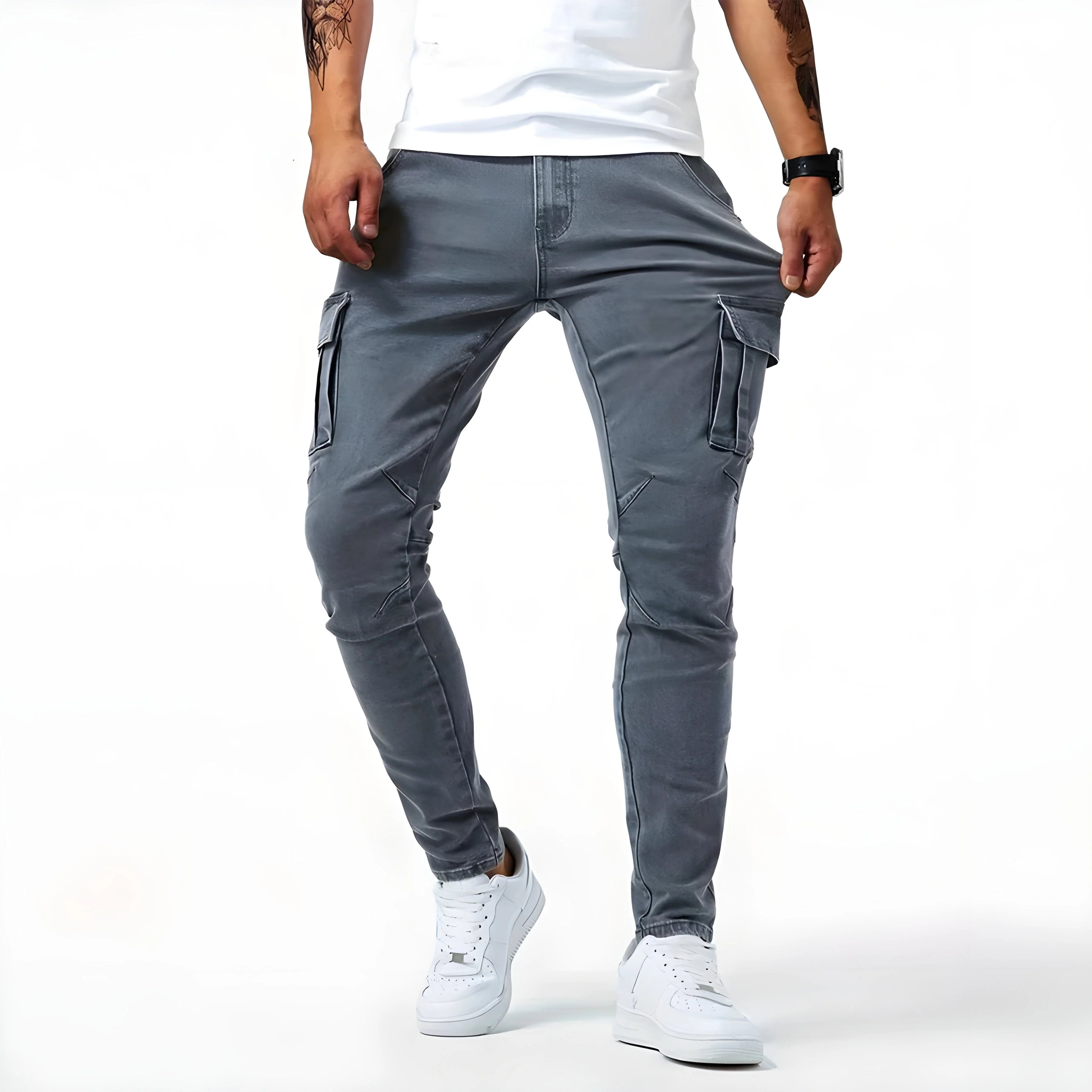 Josías | Slim men's cargo pants with multi-pocket design - Image 2