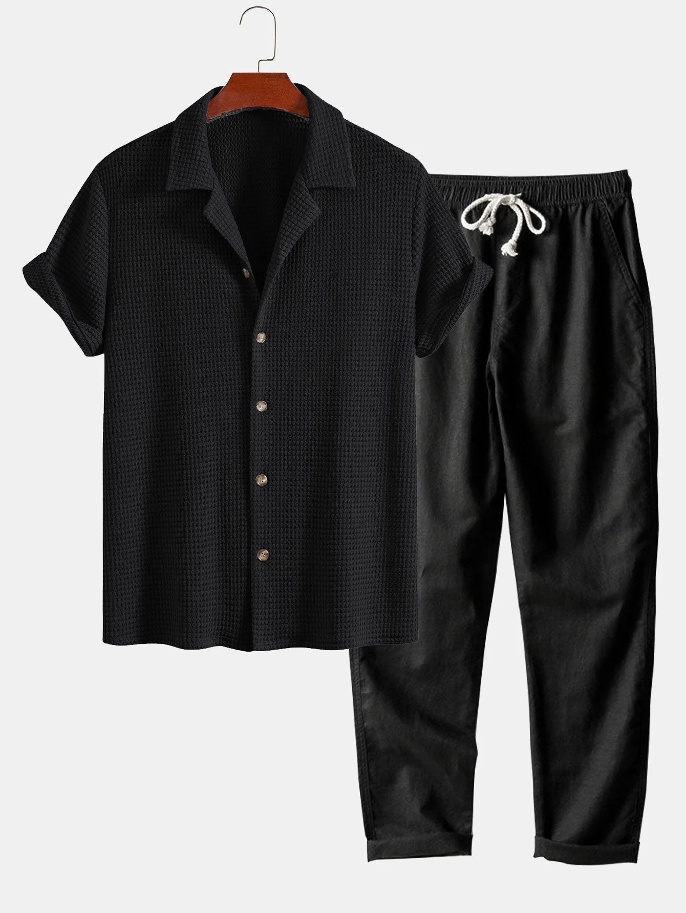 Josué® | Textured Cuban Shirt & Straight Leg Linen Pants - Image 4