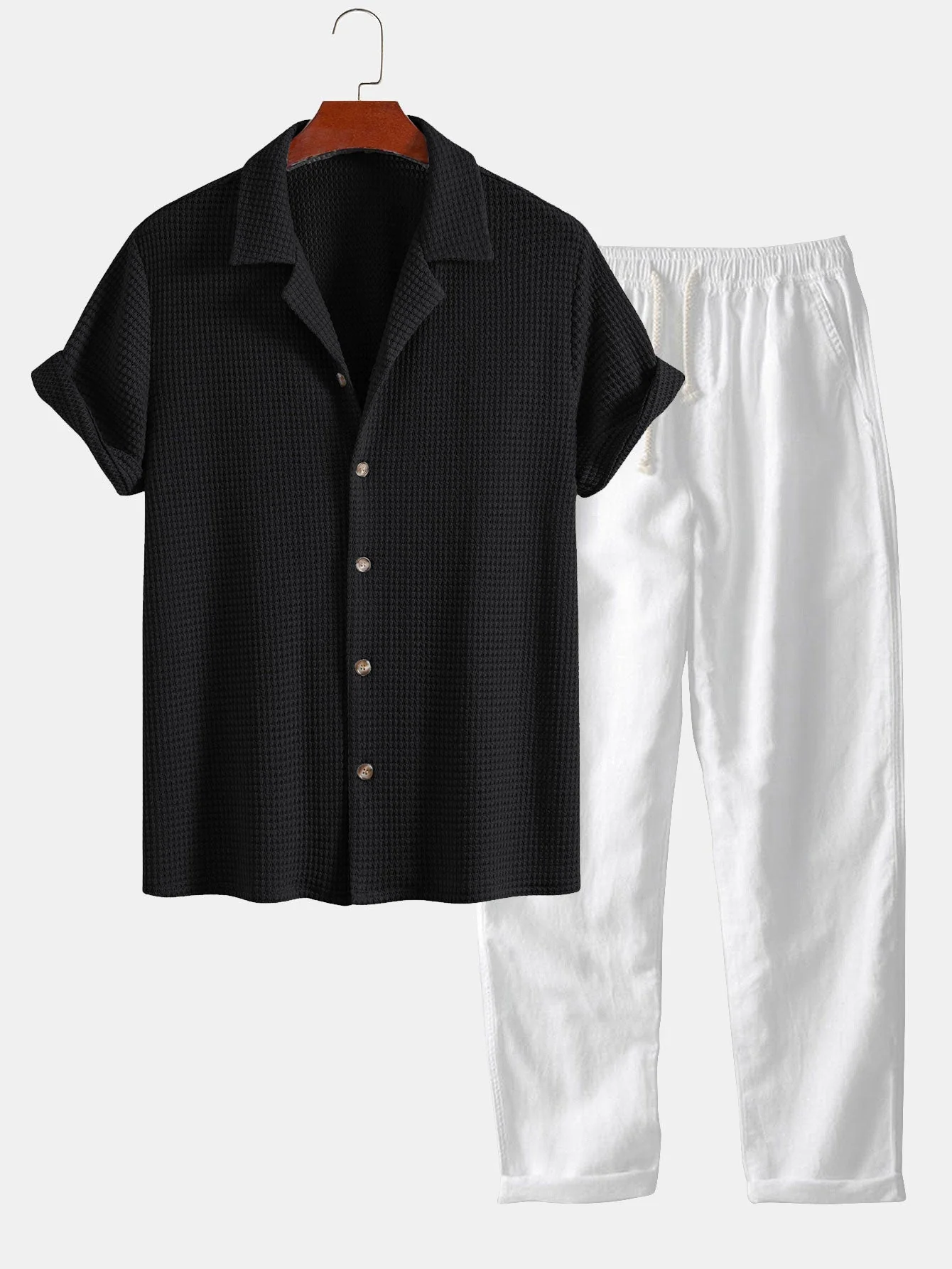 Josué® | Textured Cuban Shirt & Straight Leg Linen Pants - Image 5