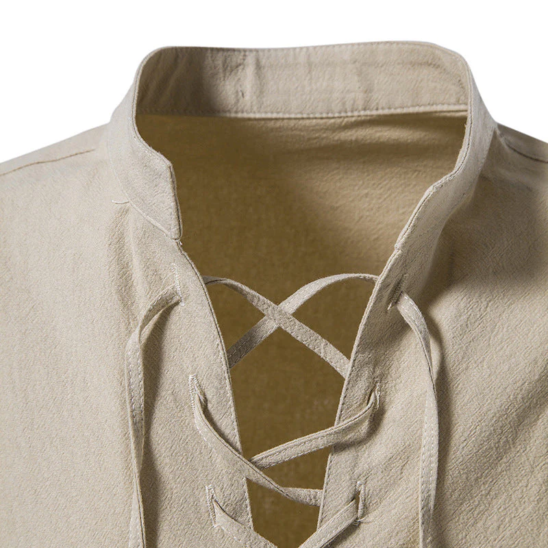 Jotham® | Men'S Cotton And Linen Drawstring T-Shirt - Image 2