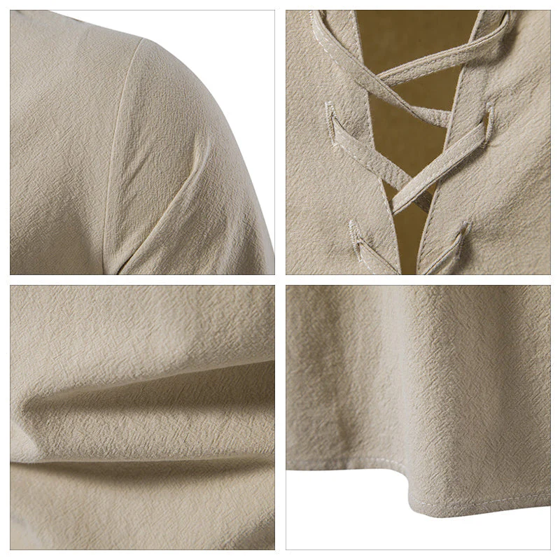 Jotham® | Men'S Cotton And Linen Drawstring T-Shirt - Image 3