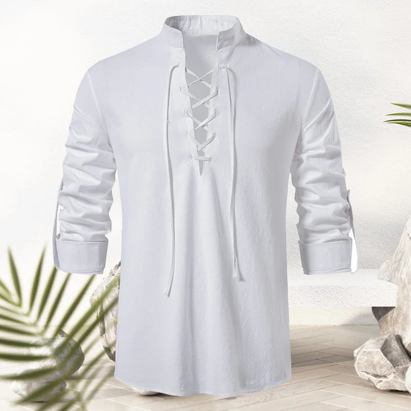 Jotham® | Men'S Cotton And Linen Drawstring T-Shirt - Image 4