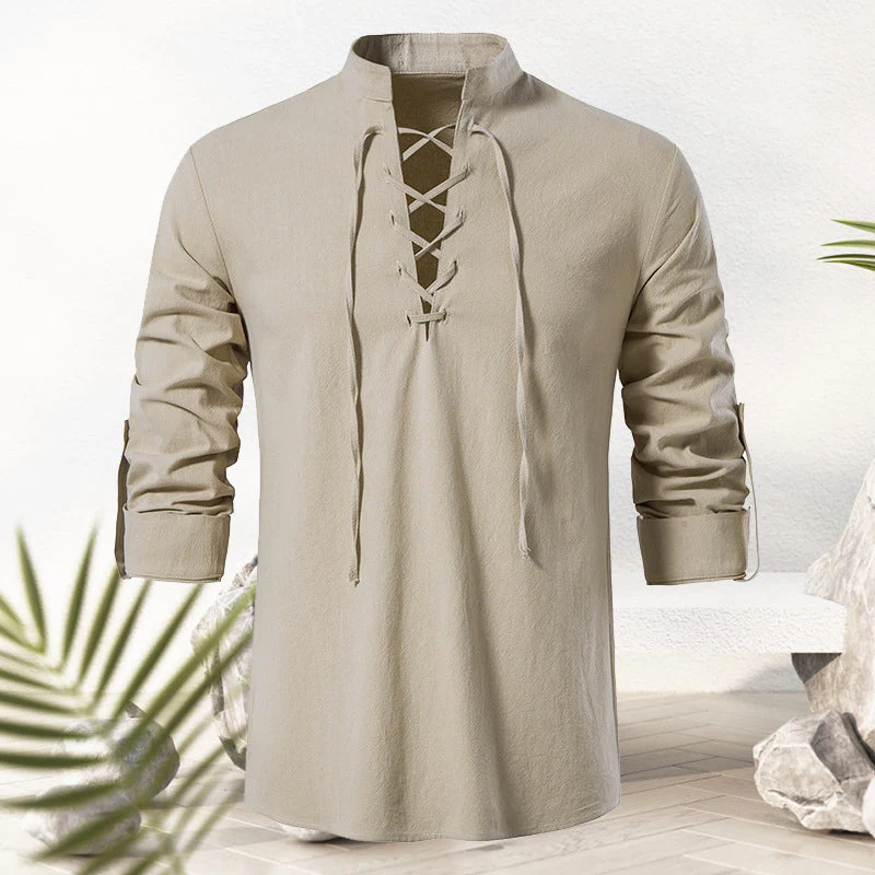 Jotham® | Men'S Cotton And Linen Drawstring T-Shirt - Image 7