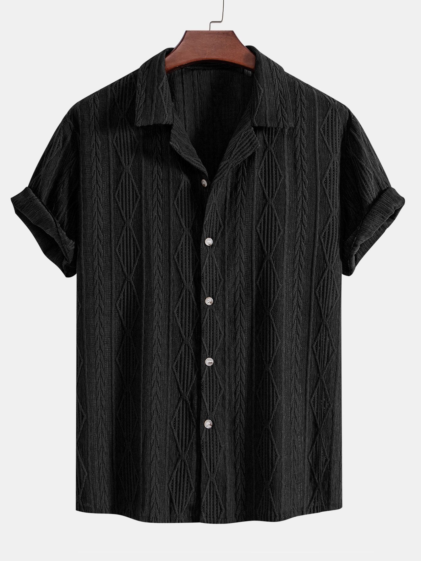 Jovani® | Cuban Geometric Jacquard Shirt & Straight Leg Linen Pants - Image 8