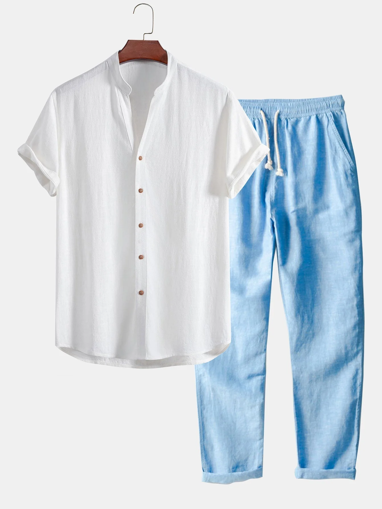 Jovanni® | Linen And Rayon V-Neck Shirt & Straight Leg Linen Pants - Image 6