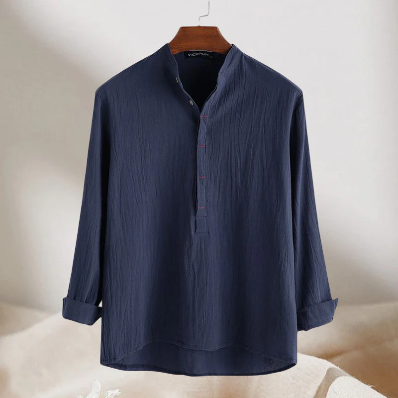 Jovian® | Long-Sleeved Cotton And Linen Shirt For Men - Image 10