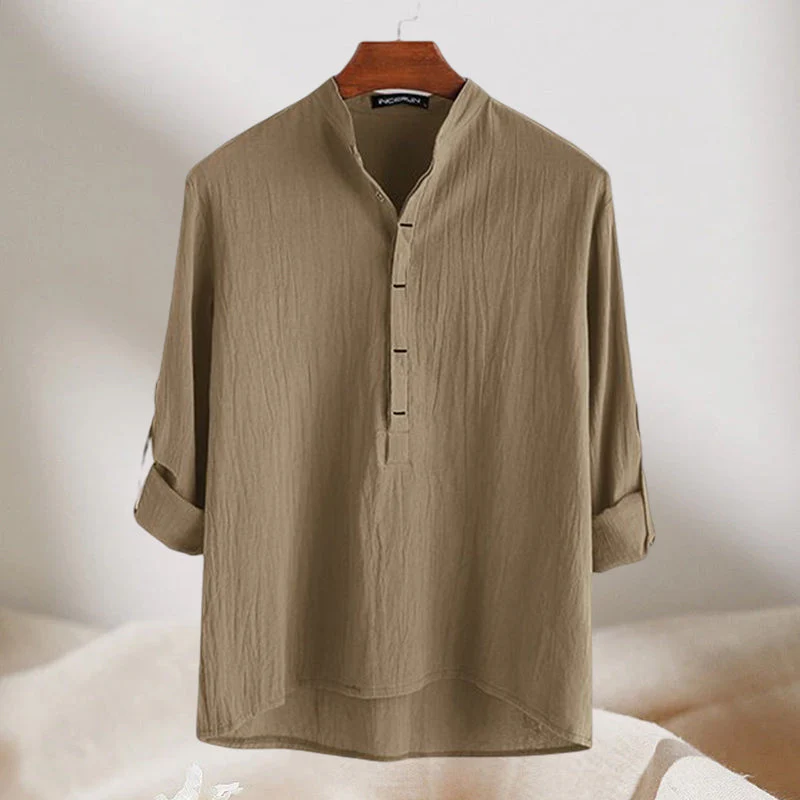 Jovian® | Long-Sleeved Cotton And Linen Shirt For Men - Image 11