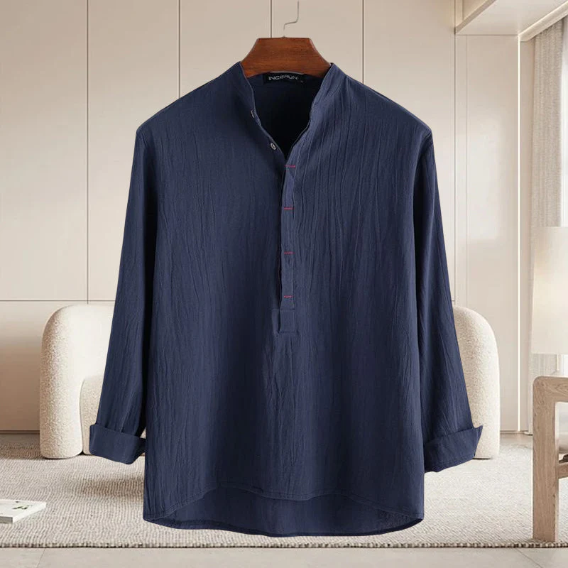 Jovian® | Long-Sleeved Cotton And Linen Shirt For Men - Image 2