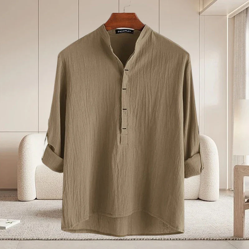 Jovian® | Long-Sleeved Cotton And Linen Shirt For Men - Image 3