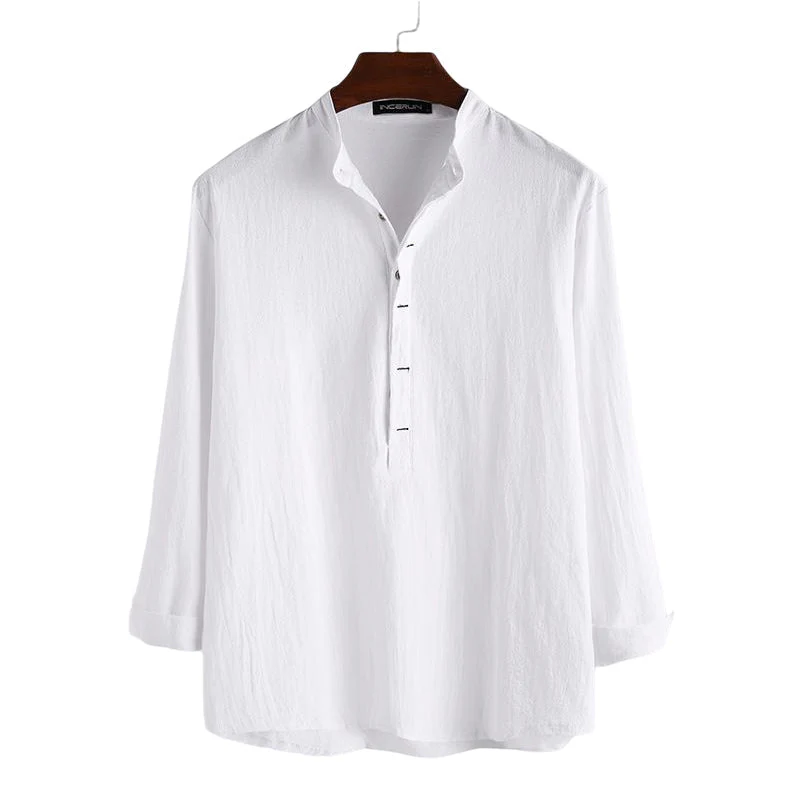 Jovian® | Long-Sleeved Cotton And Linen Shirt For Men - Image 4