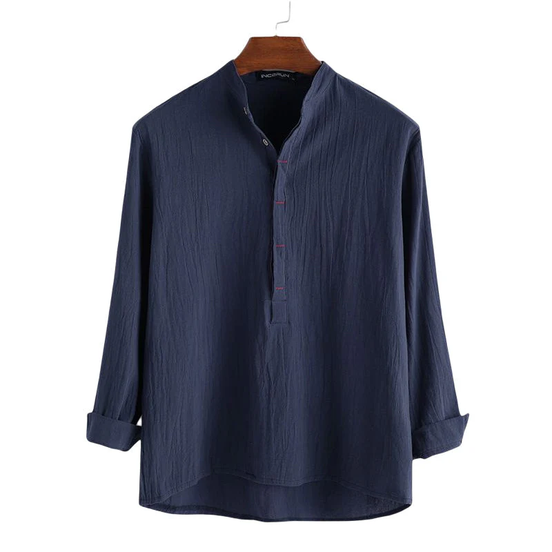 Jovian® | Long-Sleeved Cotton And Linen Shirt For Men - Image 6