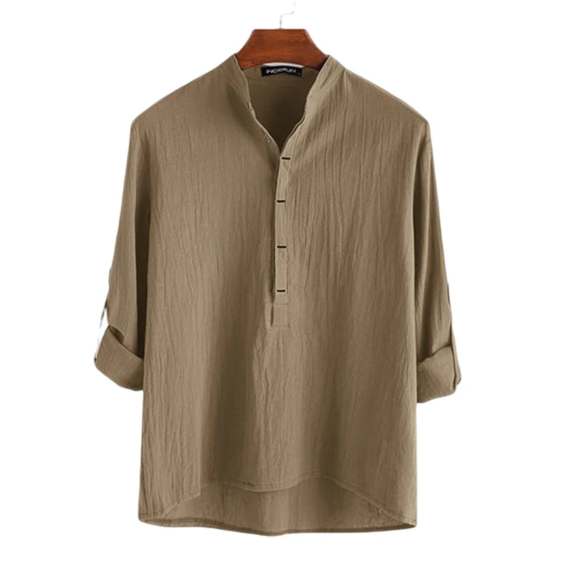 Jovian® | Long-Sleeved Cotton And Linen Shirt For Men - Image 7