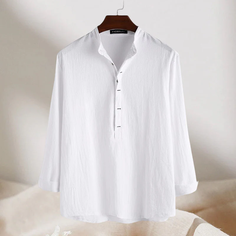 Jovian® | Long-Sleeved Cotton And Linen Shirt For Men - Image 8