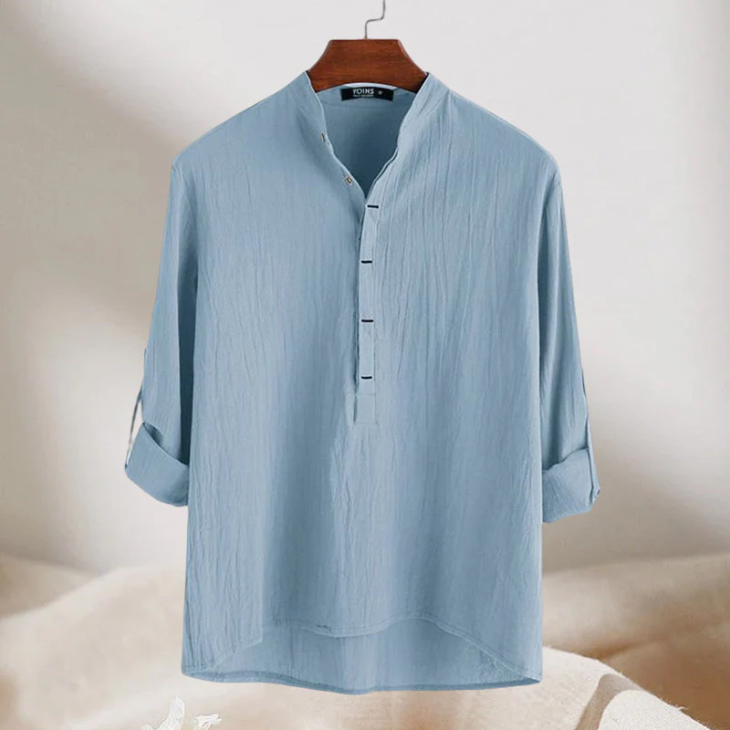 Jovian® | Long-Sleeved Cotton And Linen Shirt For Men - Image 9