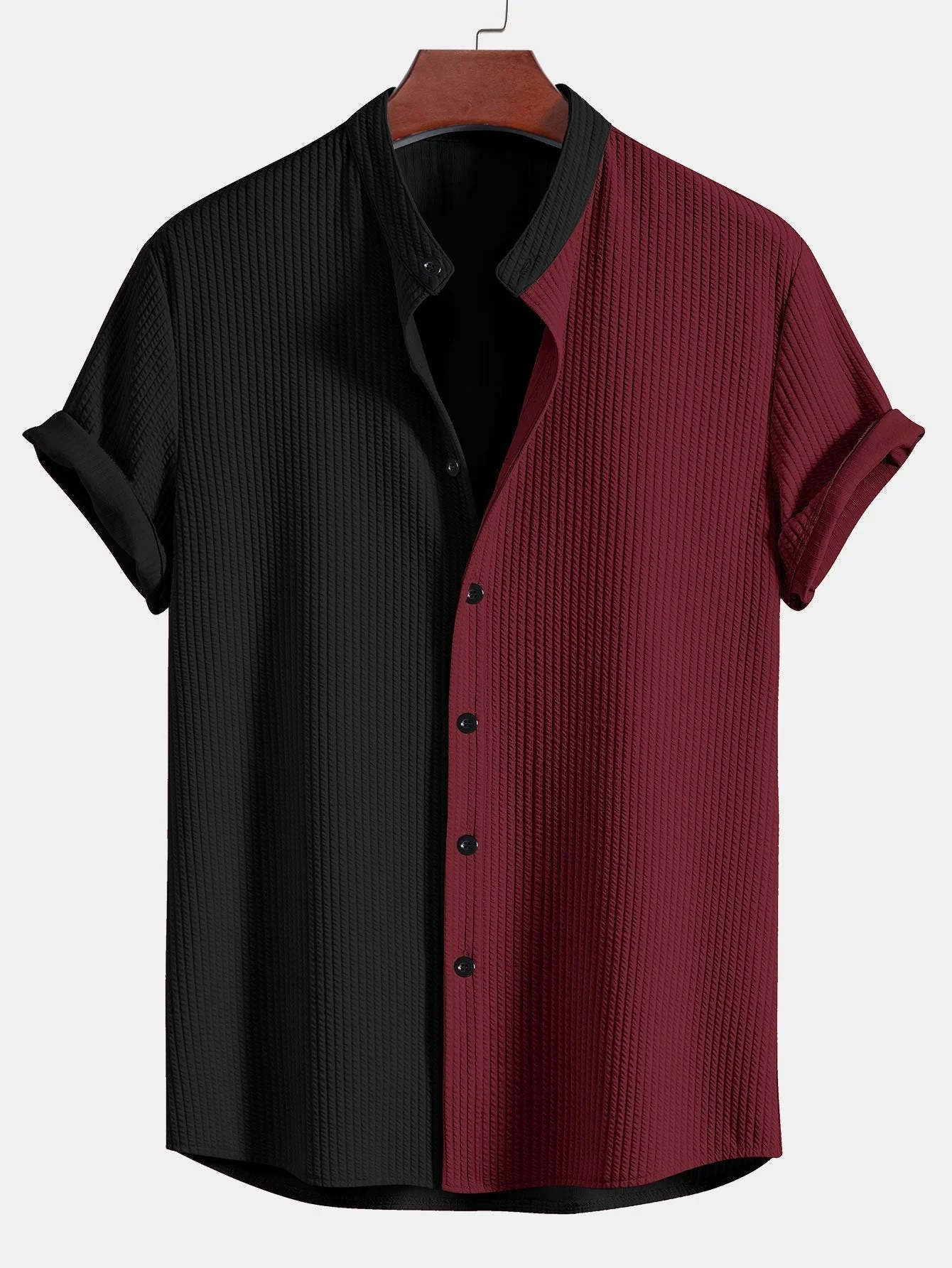 Joy® | Muscle Fit Ribbed Shirt With Mandar Collar & Ribbed Straight Leg Trousers - Image 9