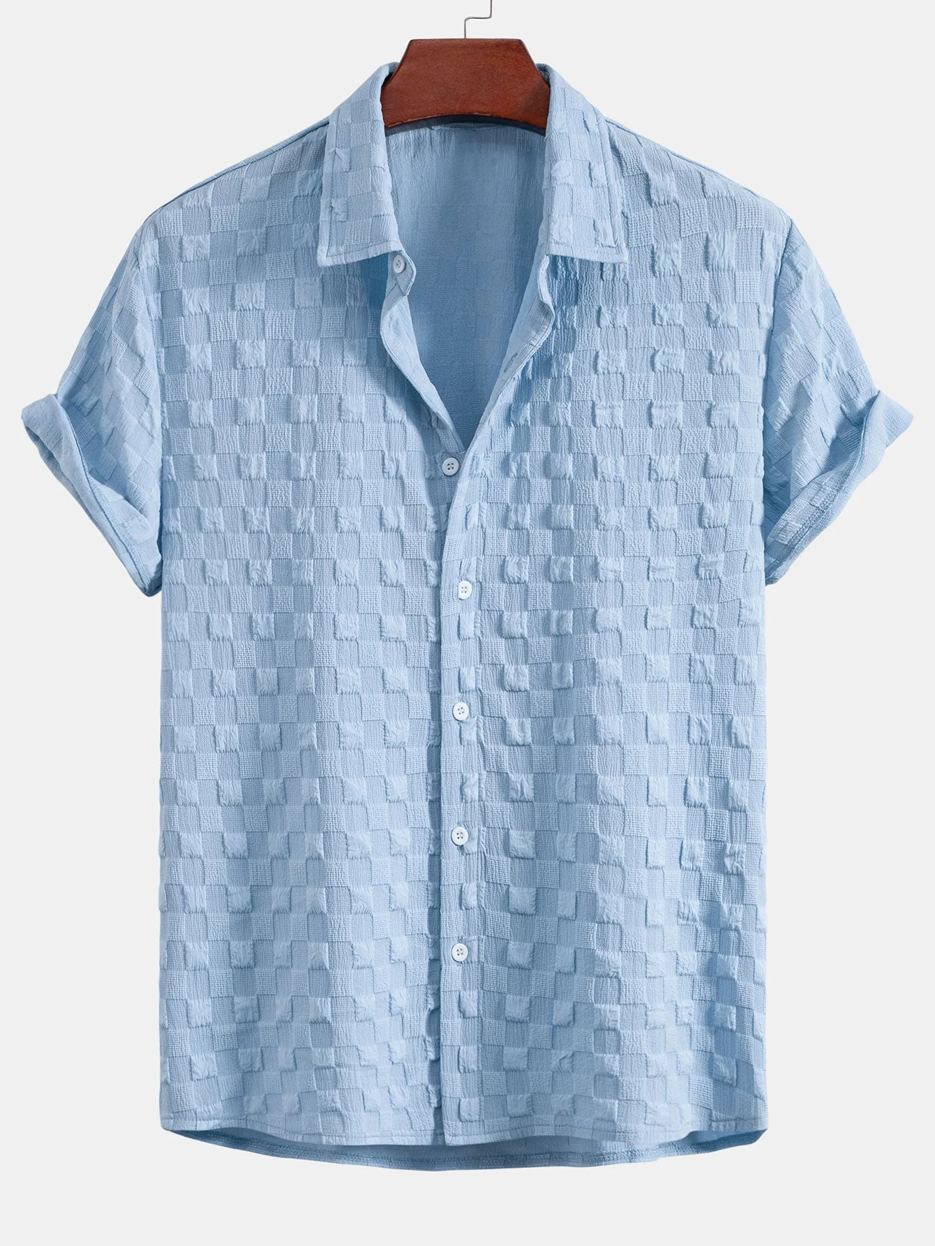 JuanĀ® | Checkerboard Textured Button Up Shirt