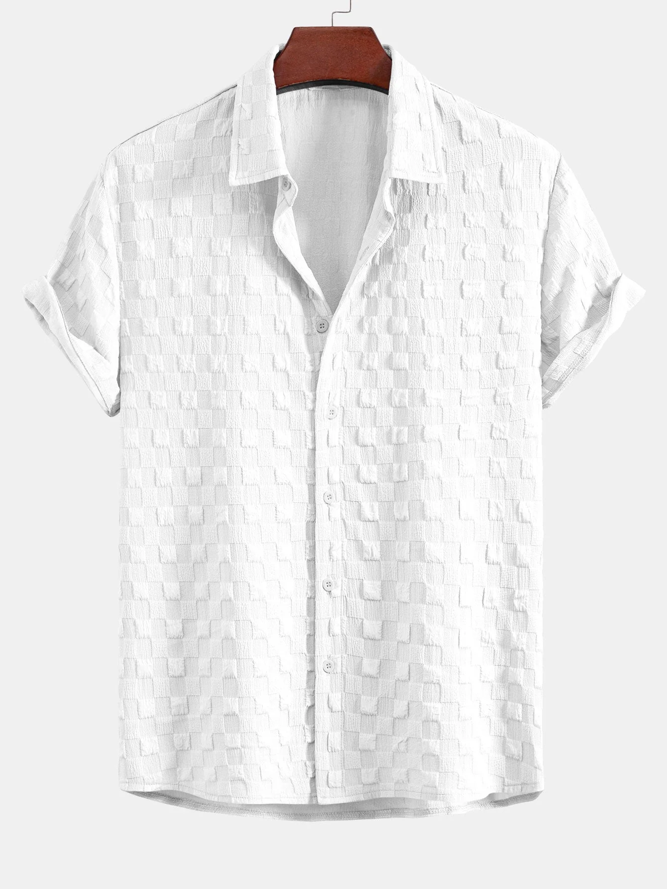 JuanĀ® | Checkerboard Textured Button Up Shirt - Image 5