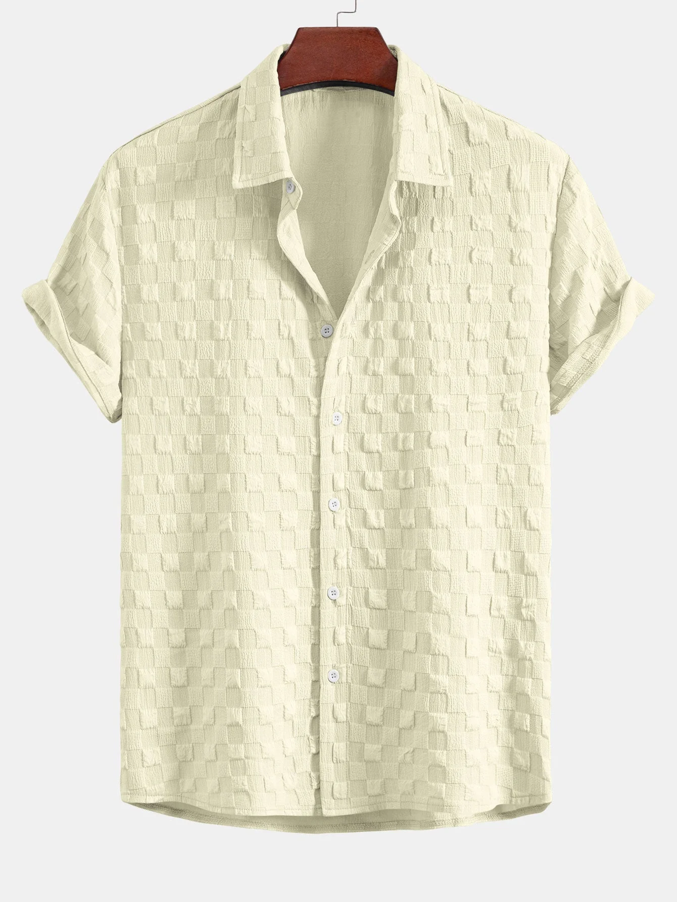 JuanĀ® | Checkerboard Textured Button Up Shirt - Image 9