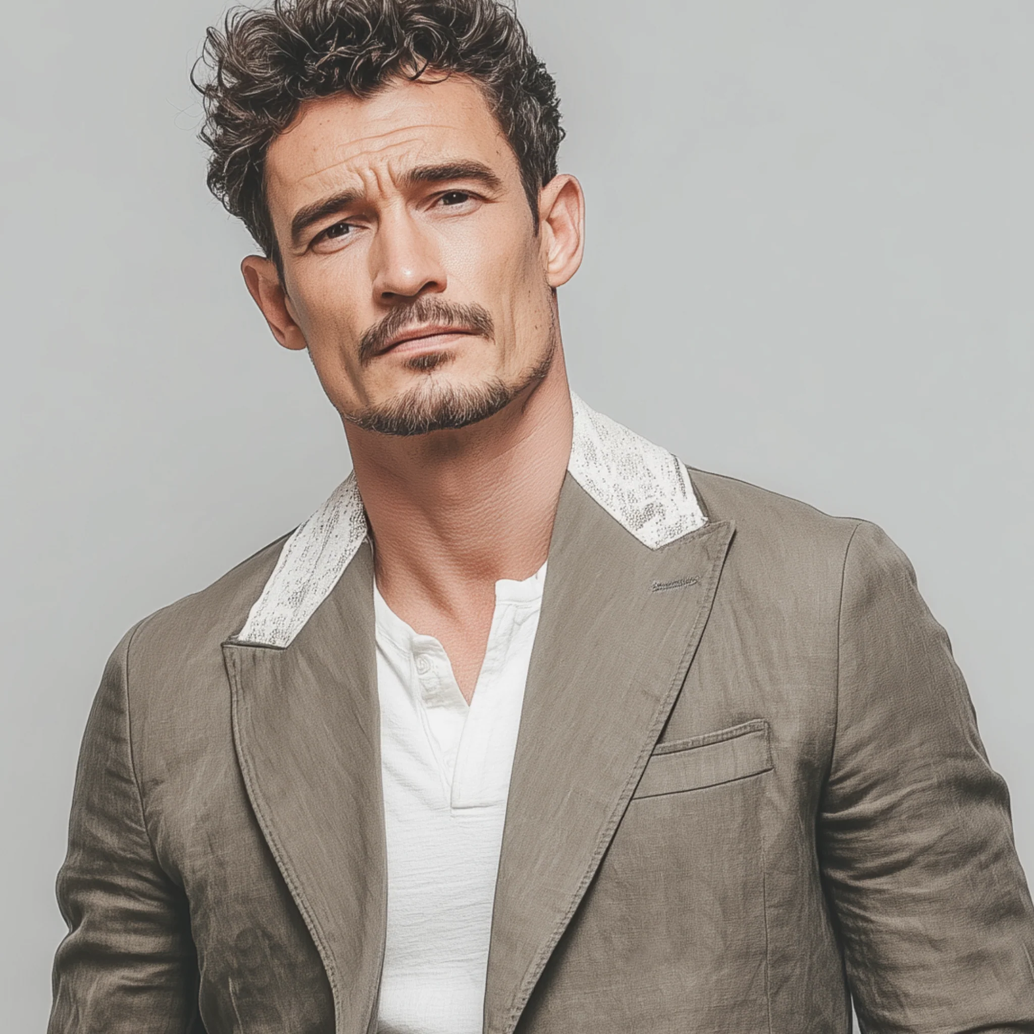 Juan | Men'S Stylish Casual Cotton And Linen Blend Collar And Cuffs Lace Single-Breasted Blazer - Image 4