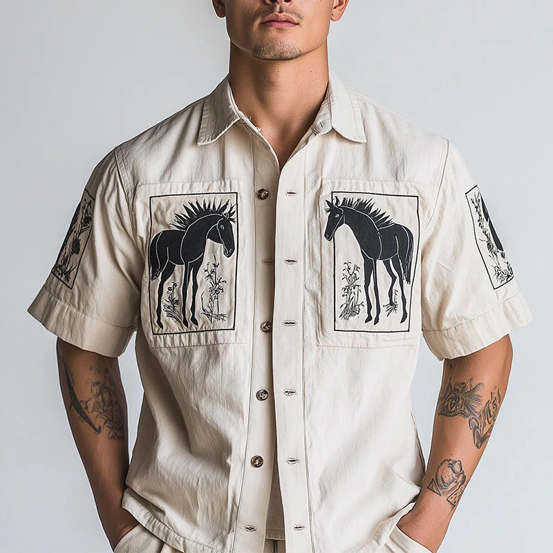 Juan | Men'S Summer Fashion Printed Thin Denim Short Sleeve Shirt - Image 2