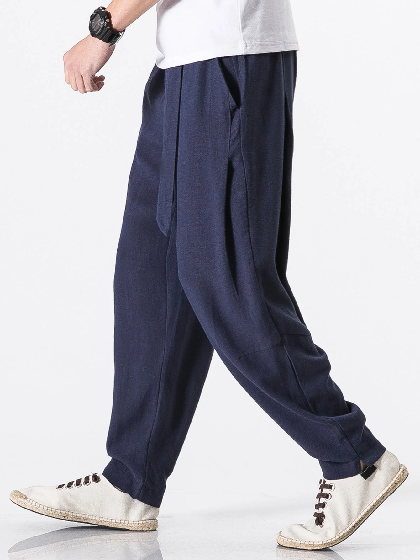 Judas® | Detachable Belt Relax Fit Linen And Cotton Blend Harem Pants - Image 13