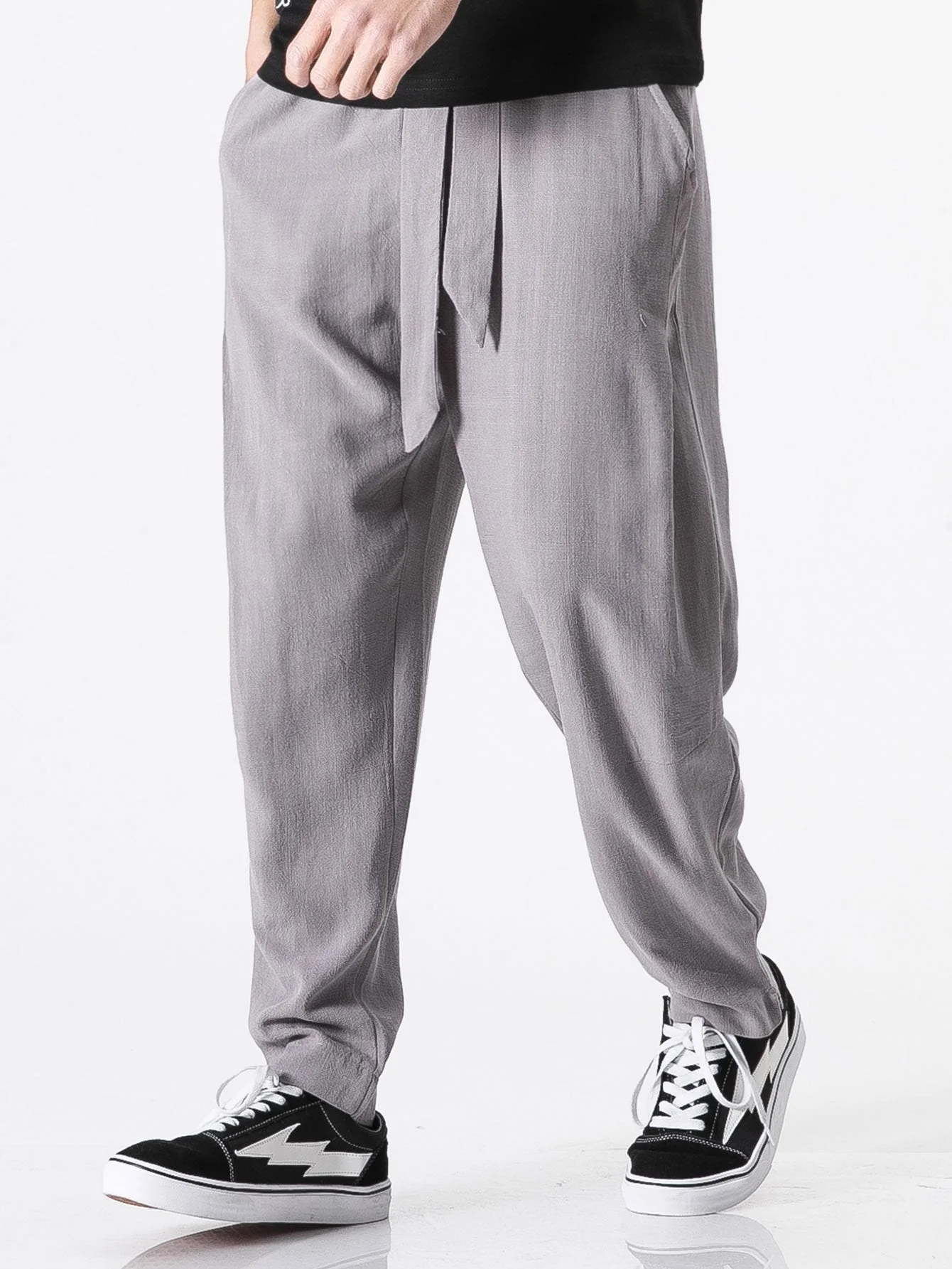 Judas® | Detachable Belt Relax Fit Linen And Cotton Blend Harem Pants - Image 8